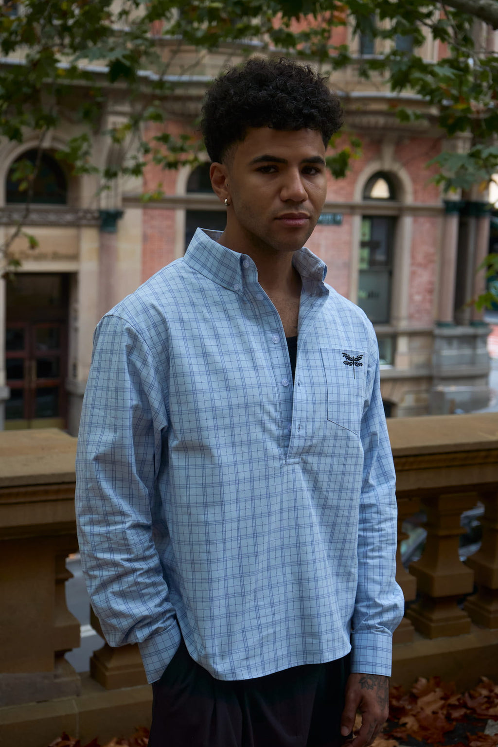 oxford polo shirt   blue check