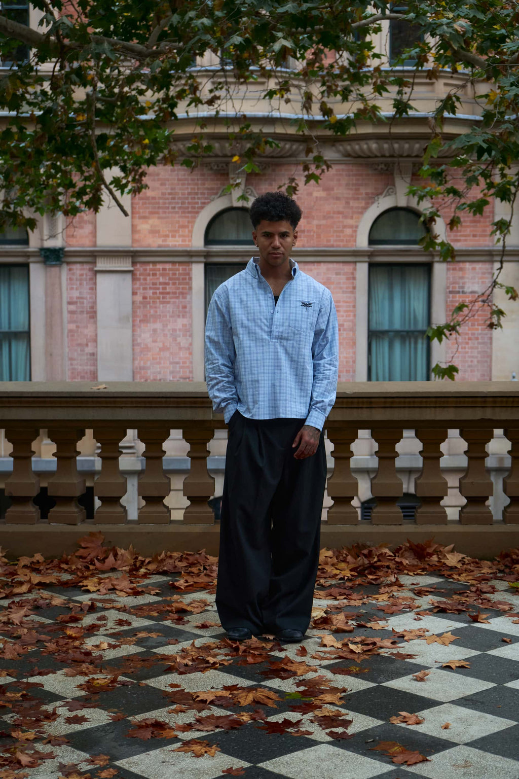 oxford polo shirt   blue check