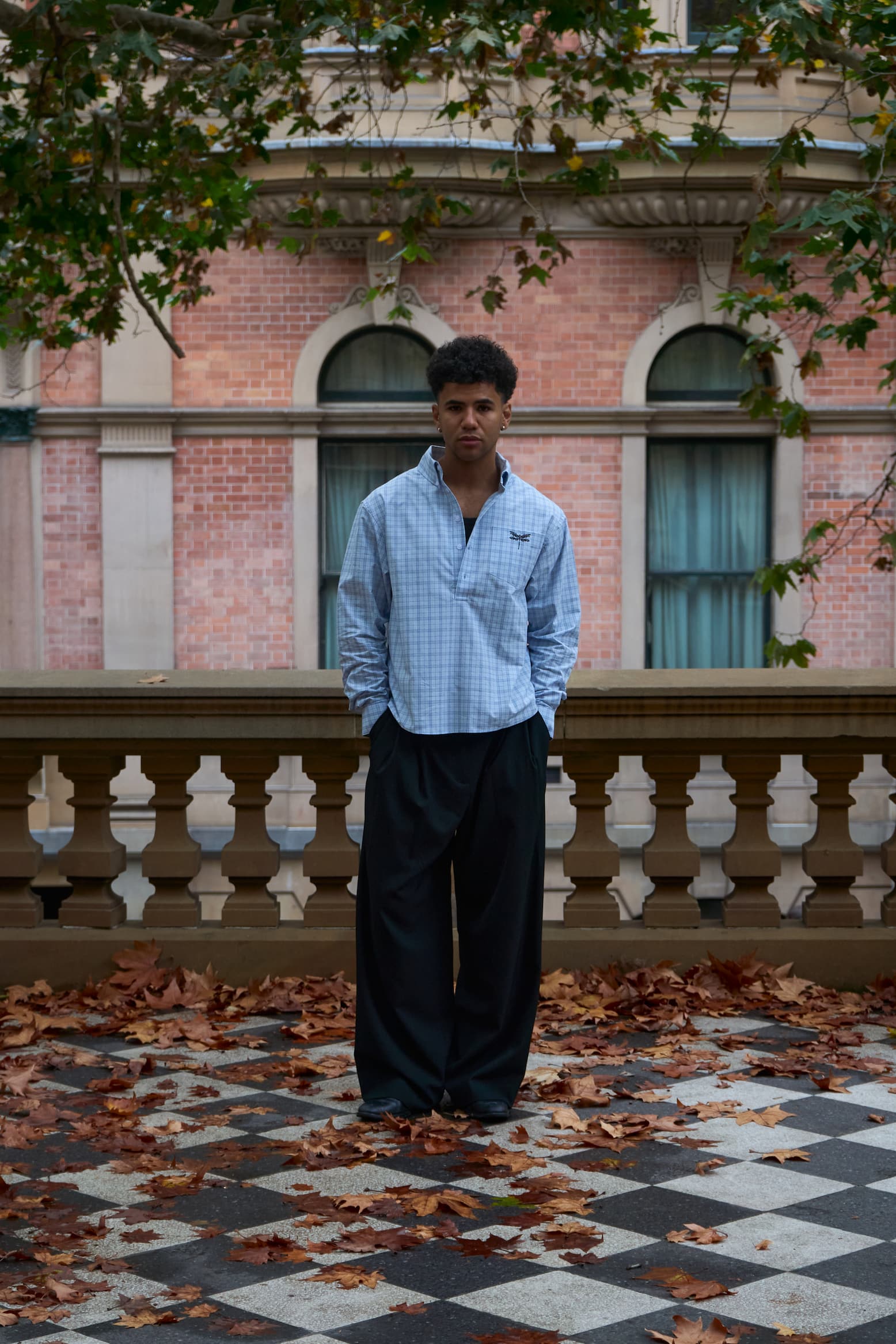 oxford polo shirt   blue check
