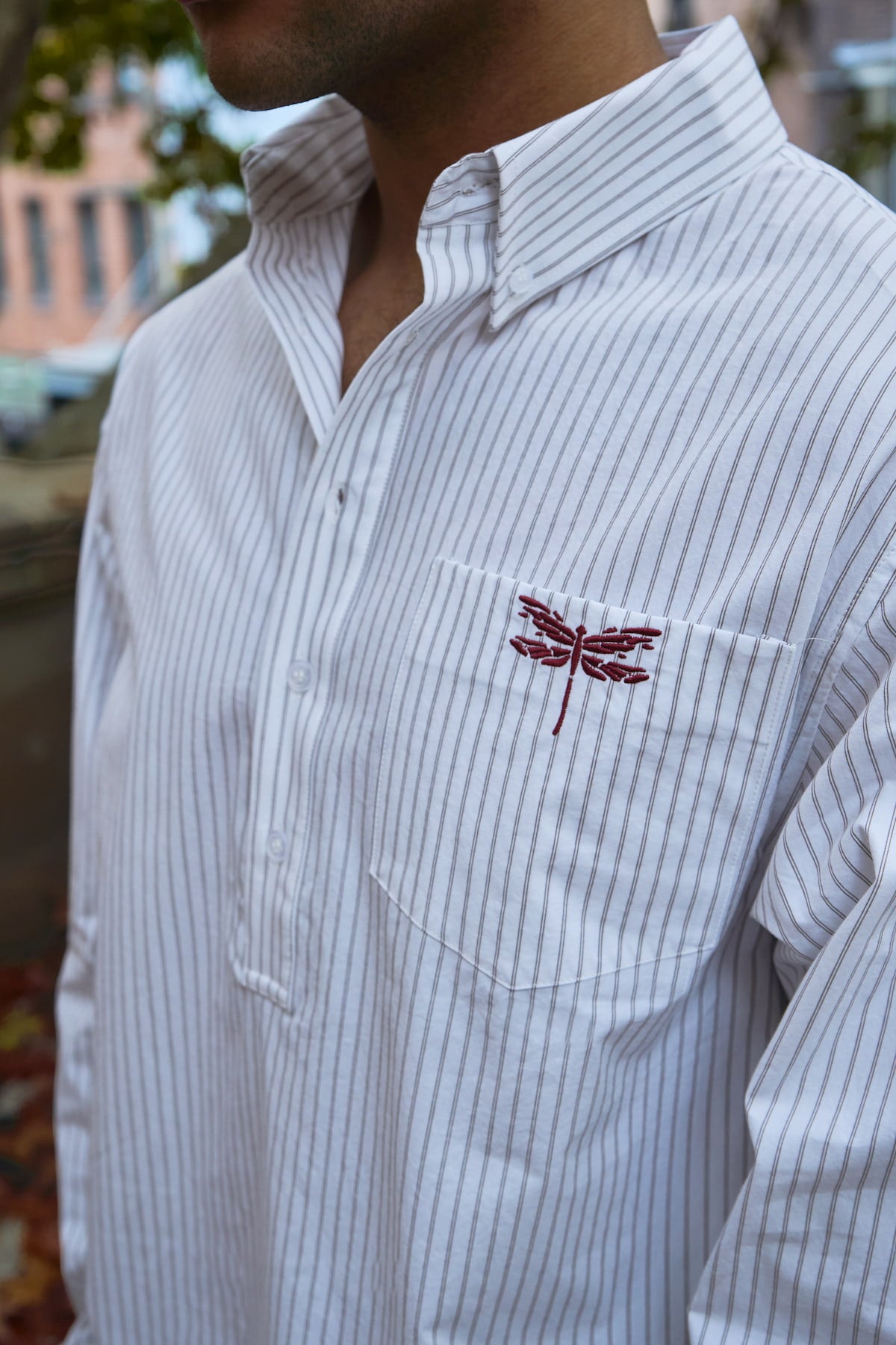 oxford polo shirt   white pinstripe