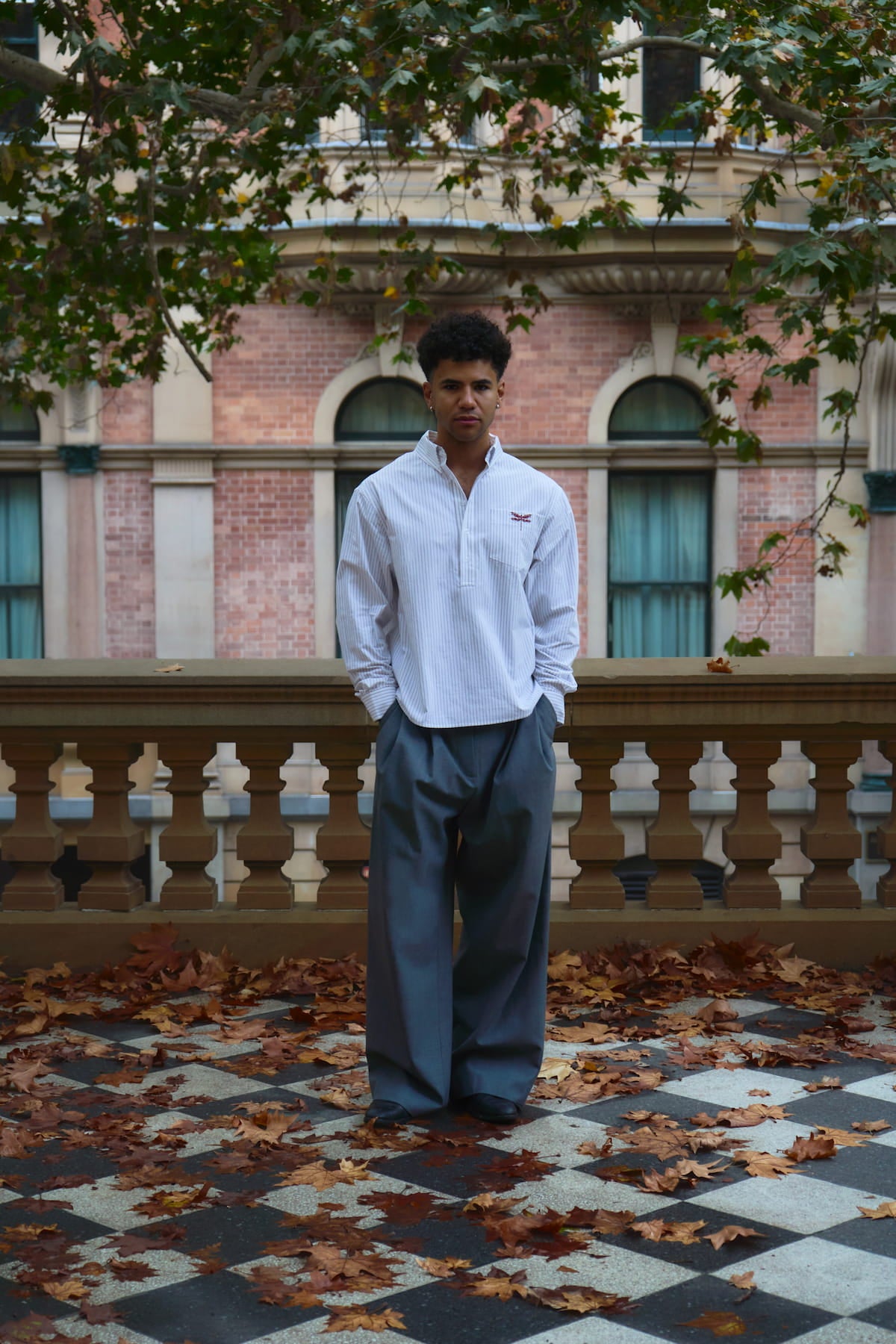 oxford polo shirt   white pinstripe