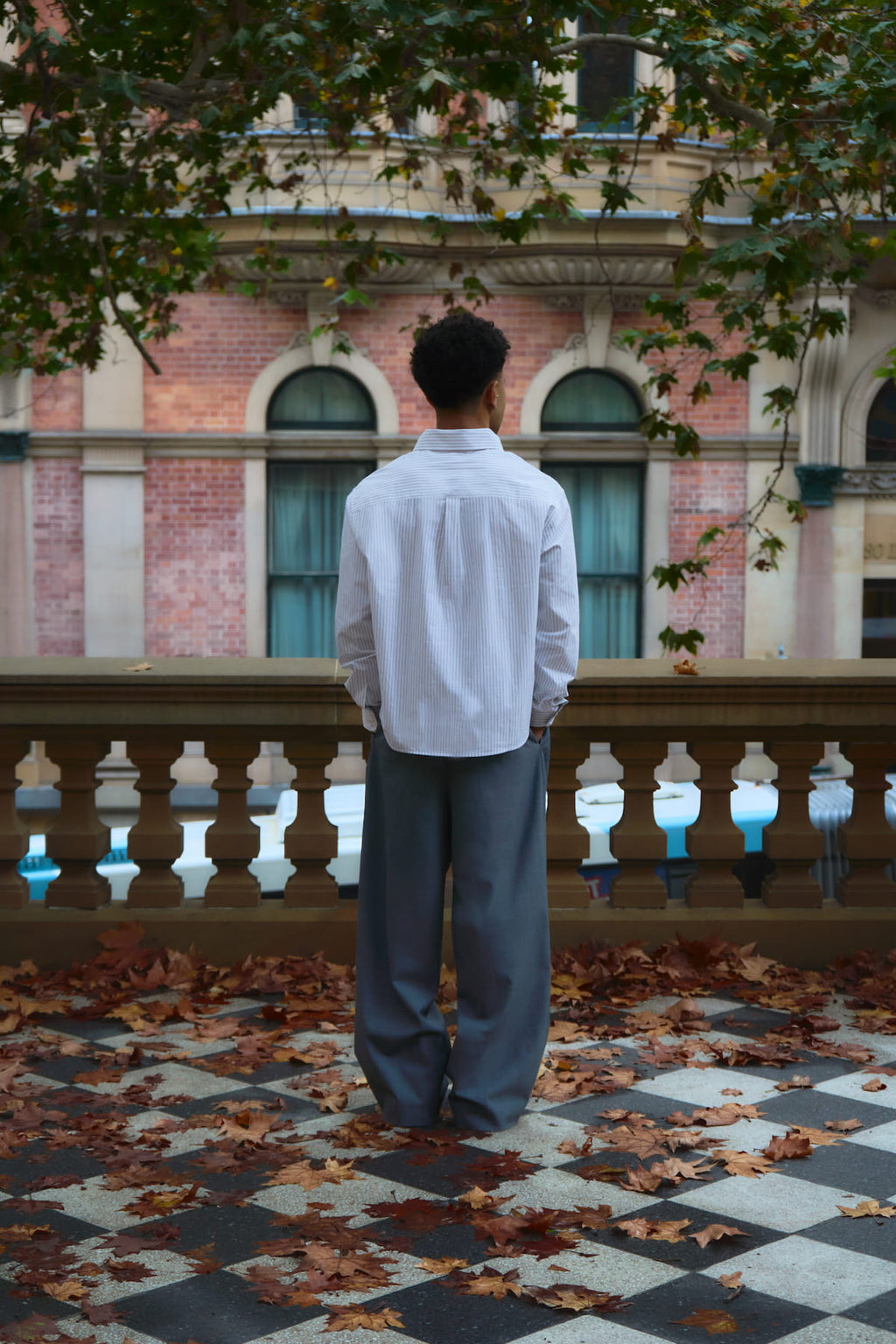 oxford polo shirt   white pinstripe
