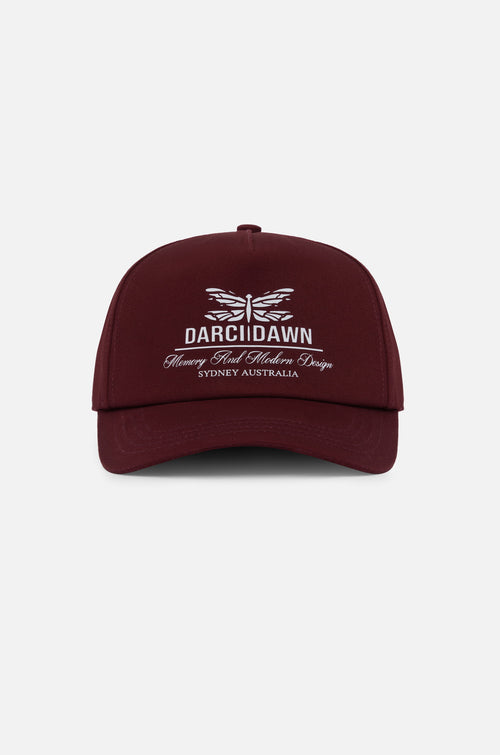 emblem 5 panel cap   burgundy/white